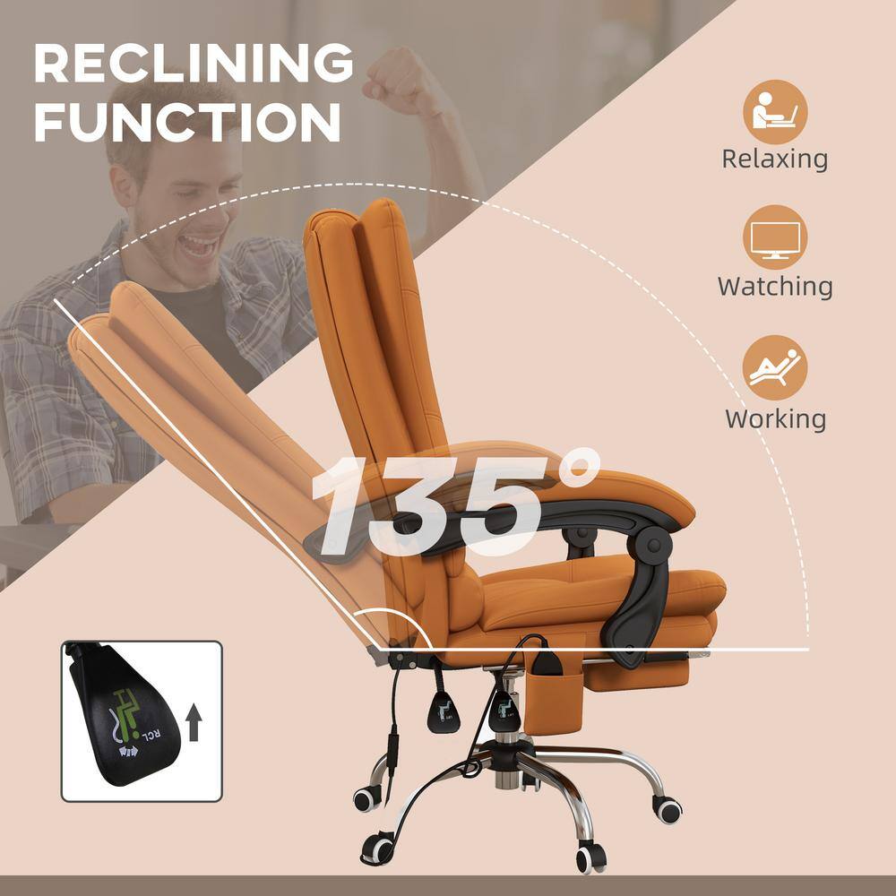 Light Brown High Back Leather Swivel Massage Office Chair