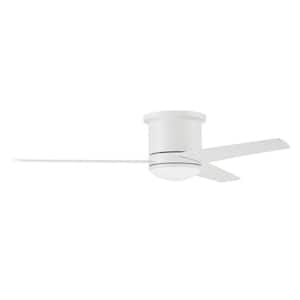 Cole 52 in. Hugger Indoor/Outdoor White Ceiling Fan with Integrated LED Light and Remote/Wall Control Included