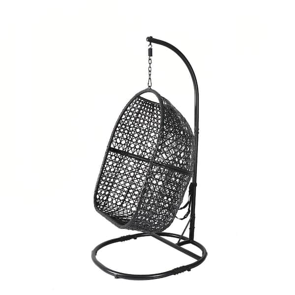 Unbranded 3.44 ft. Free Standing Hanging Egg Chair Hammock with Stand in Grey Cushion