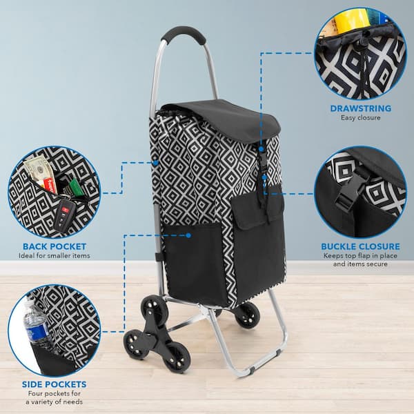 MDBYMX Shopping cart Portable Shopping cart Trolley Stair Climbing cart Collapsible Luggage Trailer Shopping Trolley Bag Color : A