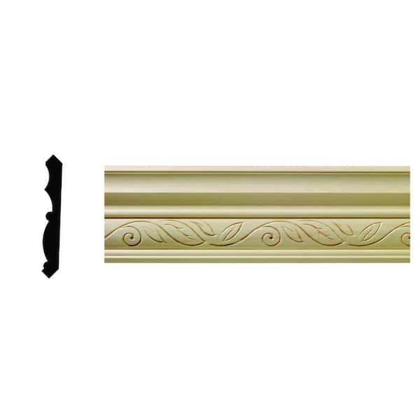 Ornamental Mouldings 1/2 in. x 3-3/4 in. x 96 in. Hardwood White Unfinished Clean Scroll Crown Moulding