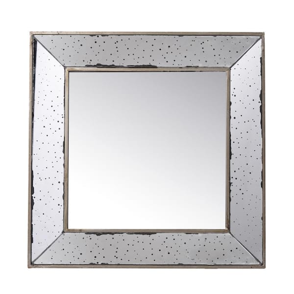 Miscool Anky 18.1 in. W x 18.1 in. H MDF Framed Silver Wall Mounted Decorative Mirror