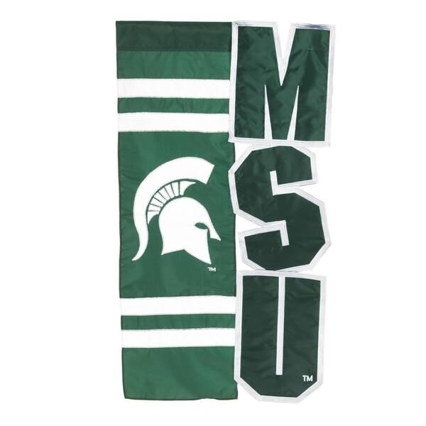 Evergreen 2.1 ft. x 3.6 ft. Michigan State University Applique House Flag