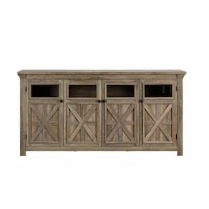 68.3 in. x 15.35 in. x 34.65 in. Vintage MDF Ready to Assemble Base Storage Cabinet in Gray with 4-Doors