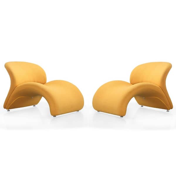 Rosebud Modern Yellow Wool Blend Upholstered Accent Side Chair (Set of 2)