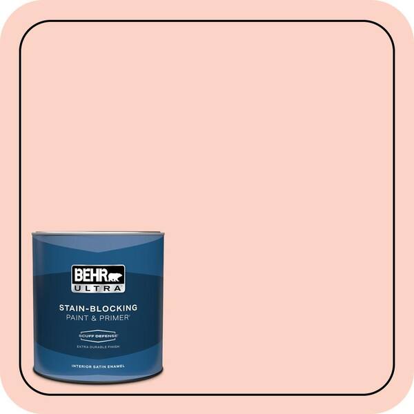 BEHR ULTRA 1 qt. #200A-2 Coral Cream Extra Durable Satin Enamel Interior Paint & Primer