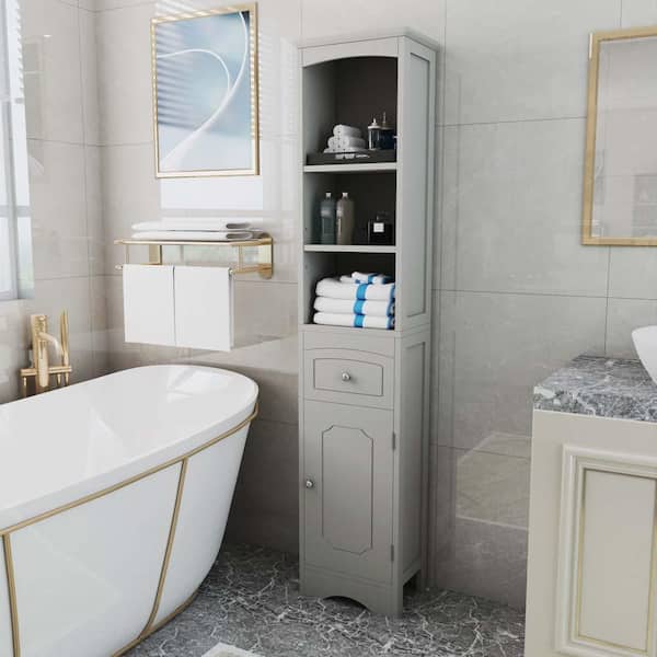Grey China Cabinet with Doors