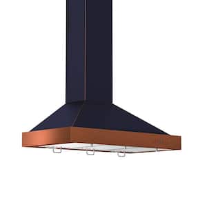 36 in. 400 CFM Convertible Vent Wall Mount Range Hood with Copper Accents in Oil Rubbed Bronze