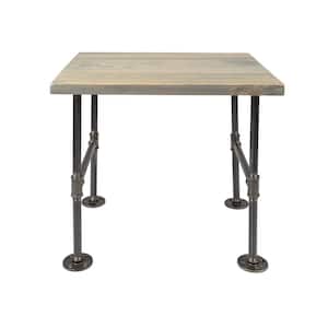 22 in. x 18 in. x 20.88 in. Riverstone Grey Restore Wood End Table with Industrial Steel Pipe Legs