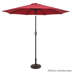 9ft. Wine Red Central Umbrella Waterproof Folding Sunshade
