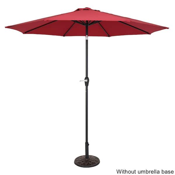 Unbranded 9ft. Wine Red Central Umbrella Waterproof Folding Sunshade