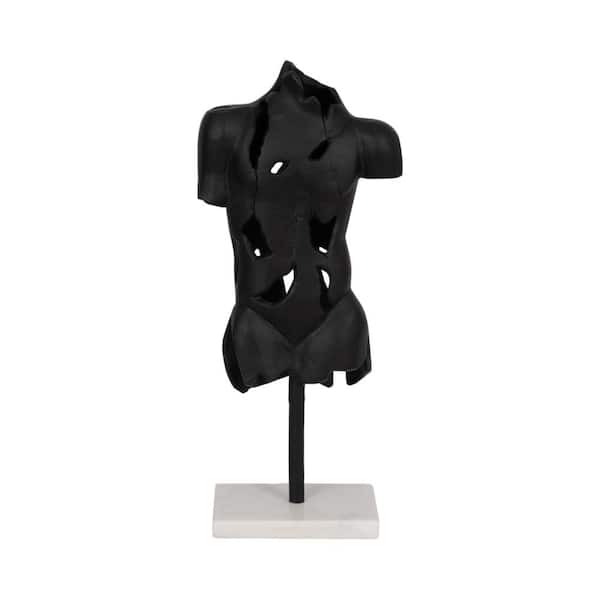 Liv & Skye Black 8 in. x 16 in. Metal Cracked Bust on Stand Sculpture