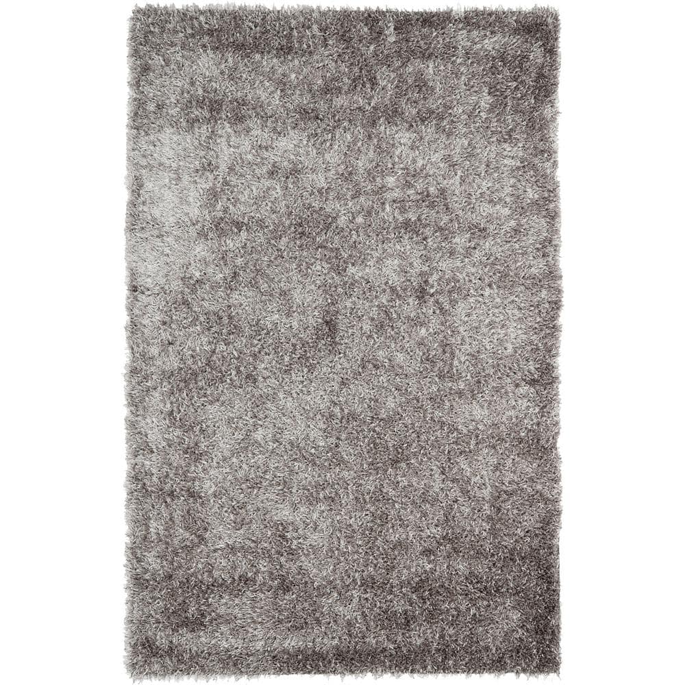 Gray Hand-Tufted Synthetic Shag Area Rug, 5' x 8'