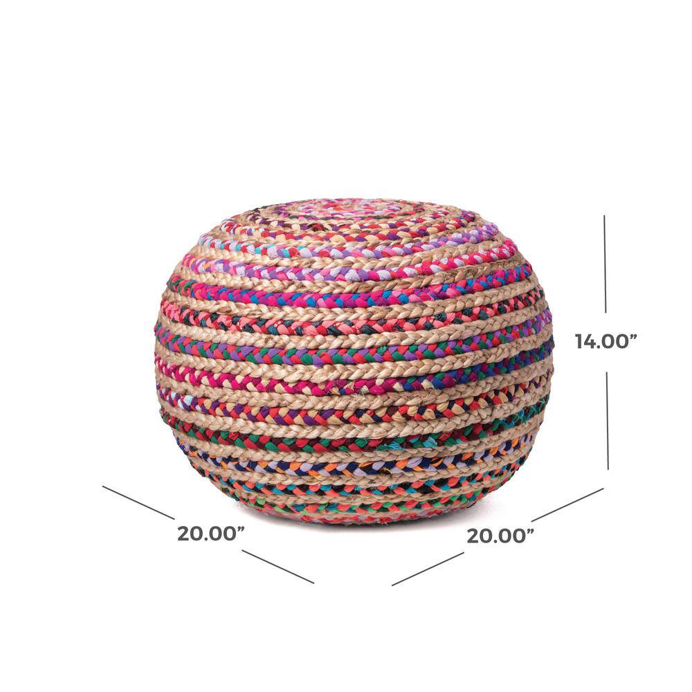 Ling Engineered Wood Round Modern Ottoman Pouf