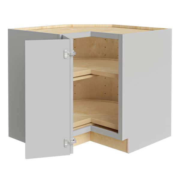 Home Decorators Collection Hargrove 33 in. W x 33 in. D x 34.5 in. H Assembled Plywood Corner Lazy Susan Base Kitchen Cabinet in Veiled Gray LH