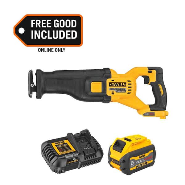 FLEXVOLT 60V MAX Lithium-Ion Cordless Brushless Reciprocating Saw with FLEXVOLT 6. 0Ah Battery and 6 Amp Output Charger