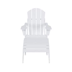 Tina Classic White Plastic Adirondack Chair with Ottoman Set