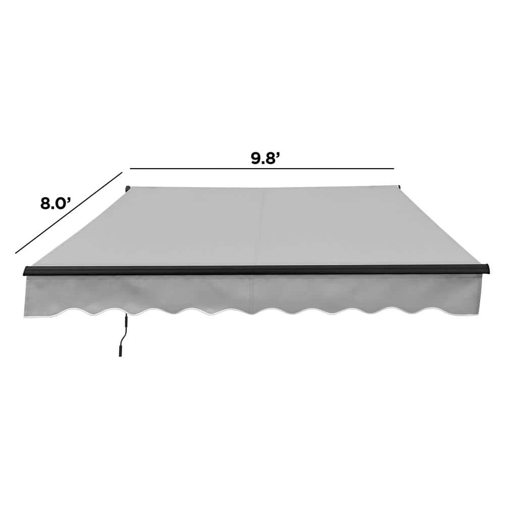 Silver Gray Motorized Retractable Patio Awning 10 x 8 ft