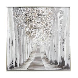 1- Panel Handmade Forest Framed Wall Art with Silver Frame 47 in. x 47 in.