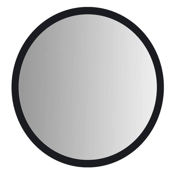 THE URBAN PORT Medium Round Black Mirror (27.5 in. H x 27.5 in. W)