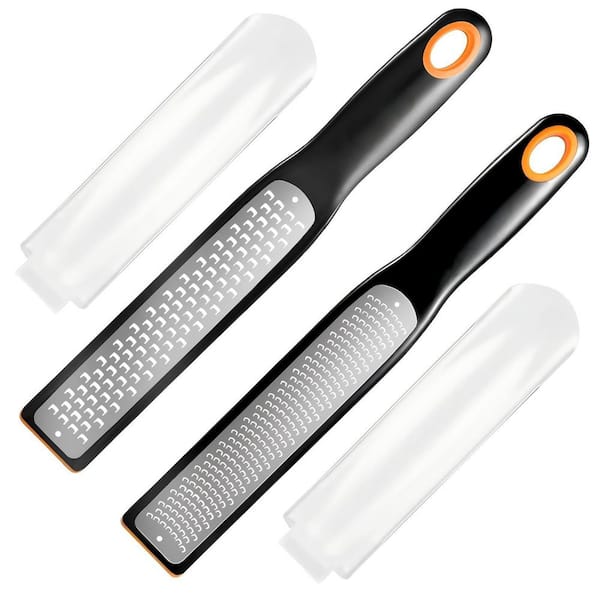 2 Pack Zester and Grater Set, Stainless Steel Blade with Protective Cover for Lemon, Cheese, Garlic, Ginger, Nutmeg