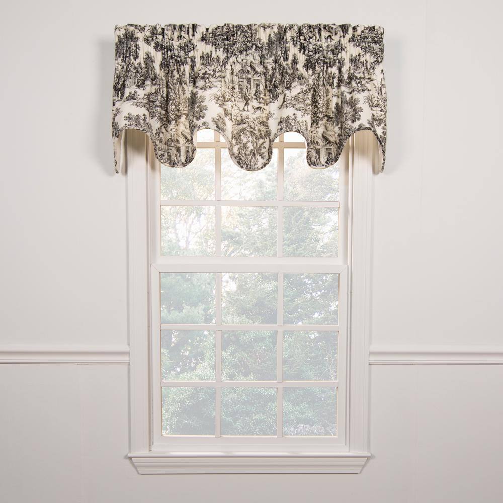 Victoria Park Black Cotton Scallop Valance with Rod Pocket