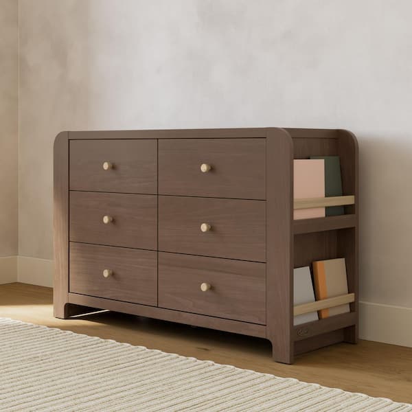 Read-with-Me Hazelnut with Driftwood 6 Drawer 52.01 in. Wide Dresser