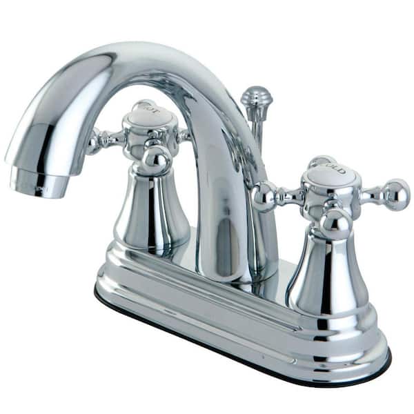 Kingston Brass English Country 4 in. Centerset 2-Handle Bathroom Faucet with Brass Pop-Up in Polished Chrome