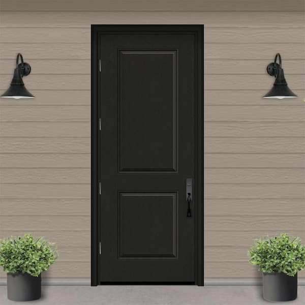 Regency 36 in. x 96 in. 2P Squaretop RHOS Onyx Stain Fiberglass Prehung Front Door with 6-9/16 Jamb