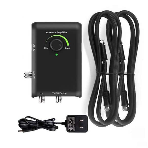 HD Smart Boost TV Antenna Amplifier Signal Booster Dual Outputs for 2 TVs HD VHF UHF FM Amplifier Compatible
