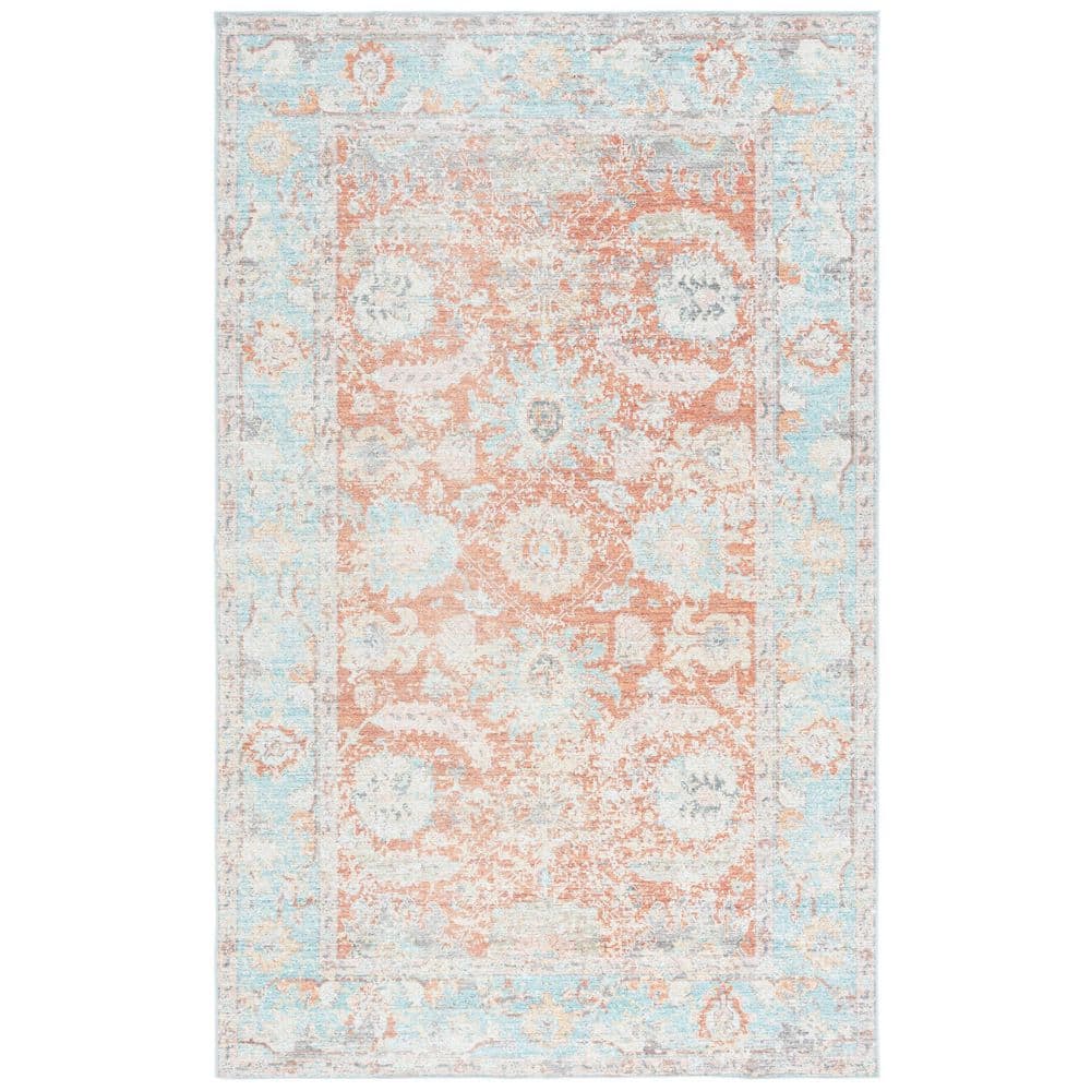 Arizona 9 ft. x 12 ft. Turquoise/Rust Machine Washable Distressed Medallion Floral Area Rug price history on PriceWatchPro