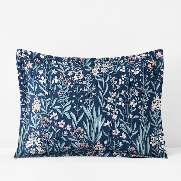Company Cotton Julienne Mini Floral Mini Floral Navy Cotton Percale Standard Sham