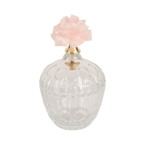 Liv & Skye 6 in. Clear/Pink Glass Decorative Crystal Topped Jar With ...