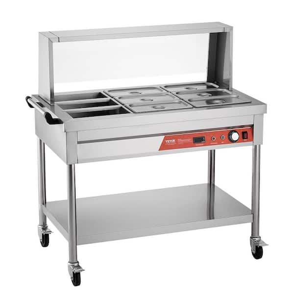 Commercial Food Heating Unit, Electric Steam Table with 9 x 1/3 Pans, 1500-Watt, Professional Catering Food Heater