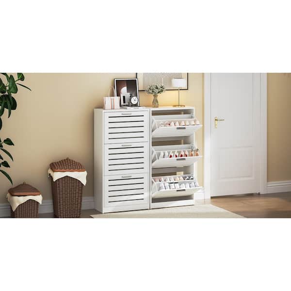 VECELO Modern Shoe Cabinet with 3-Flip Drawers, Freestanding Shoe