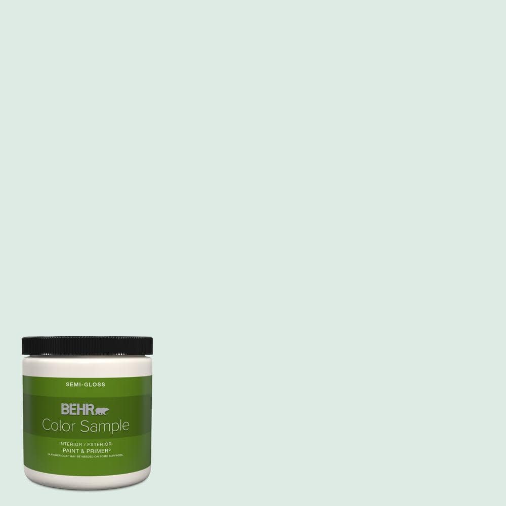 BEHR PREMIUM PLUS 8 oz. M4301 Snowbound SemiGloss Interior/Exterior Paint & Primer Color