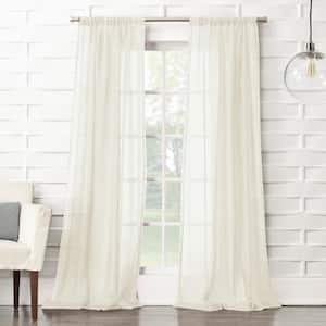 Malorie Cream 84 in. L x 50 in. W Sheer Rod Pocket Curtain Panel