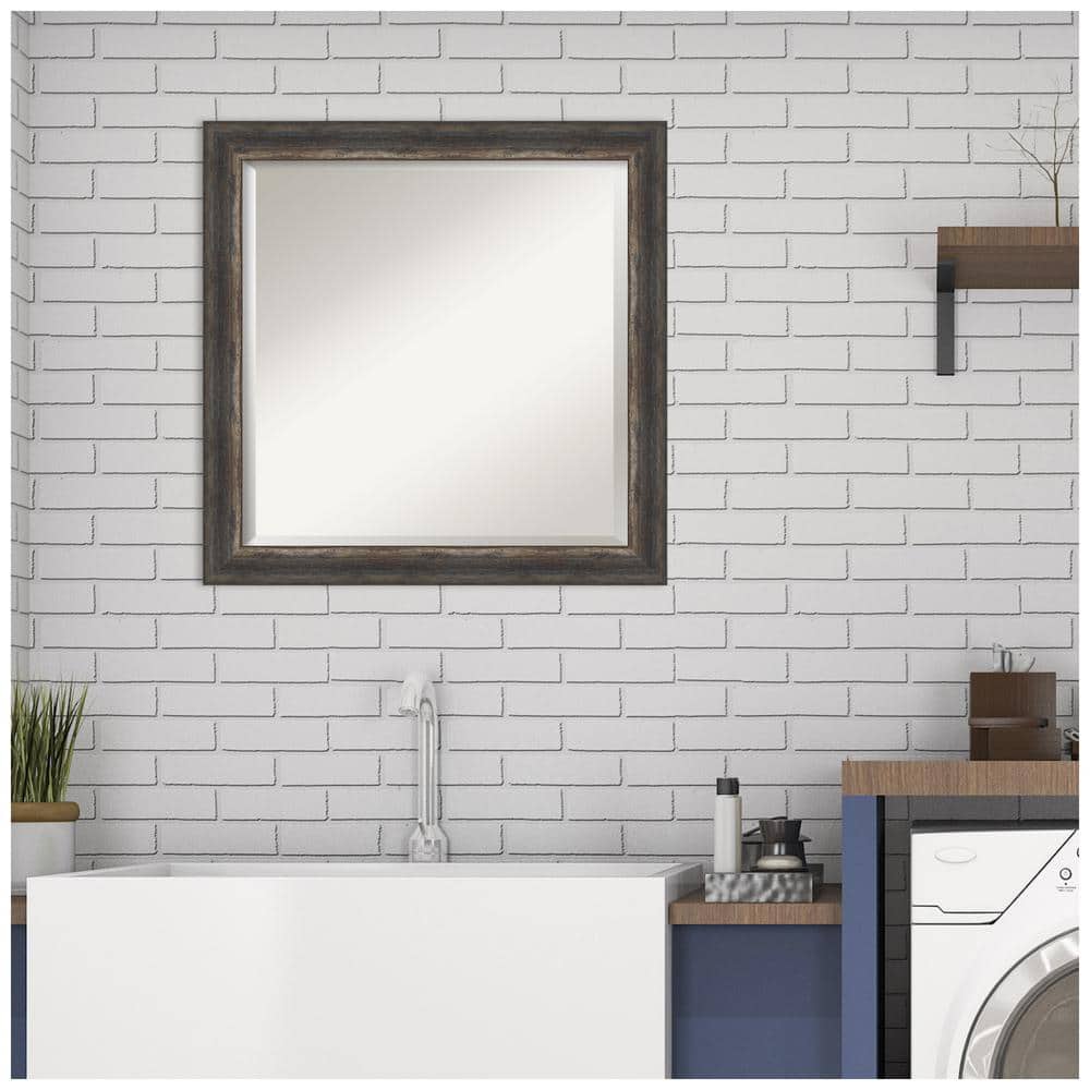 Bronze Bark Texture Rectangular Wood Vanity Mirror 30x30