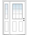 51 in. x 81.75 in. Internal Grilles Left Hand 1/2 Lite 2-Panel Classic Primed Steel Prehung Front Door with Sidelite