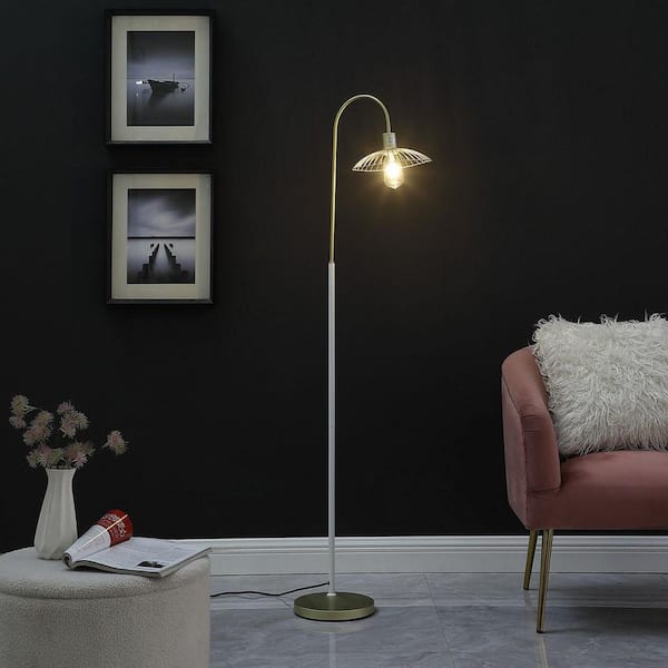 64.25 in. Multi-Color Industrial 1-Light 1-Way (On/Off) Standard Floor Lamp for Living Room with Metal Bell Shades