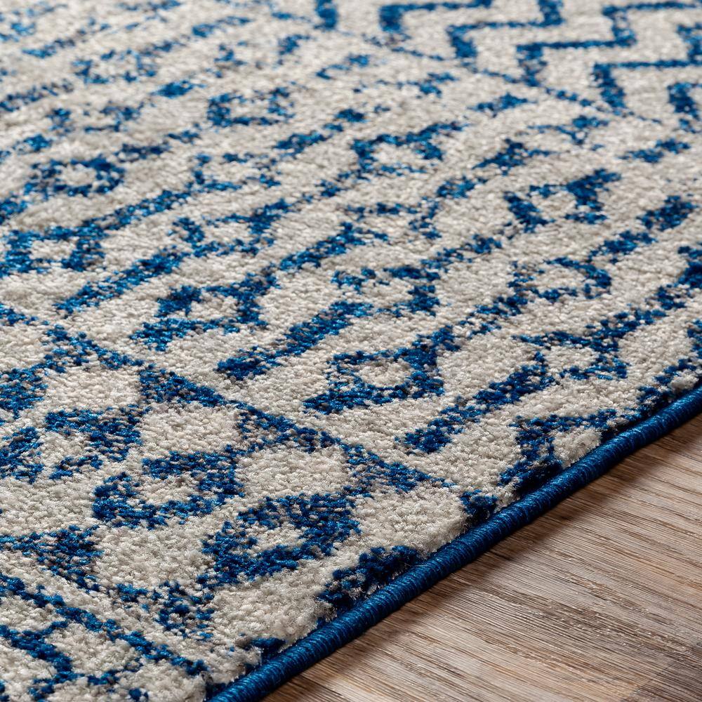 Elaziz Blue Geometric Patterned 2' x 3' Area Rug