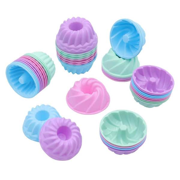 48-Pack Silicone Donut Molds, 2.75 in,. Dia 4 Shapes, Non-Stick, Heat Resistant Bakeware for Muffins, Cakes, and Jello