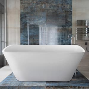 67 in. x 31 in. Acrylic Freestanding Double Slipper Soaking Bathtub in White with Overflow and Drain Included