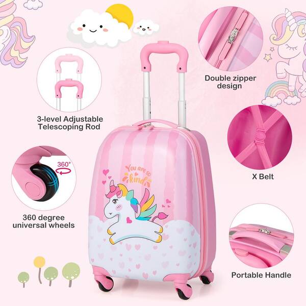 Costway 2 Pcs Kids Luggage Set 12” Backpack & 16” Kid Carry On Suitcase For  Boys Girls Pink : Target