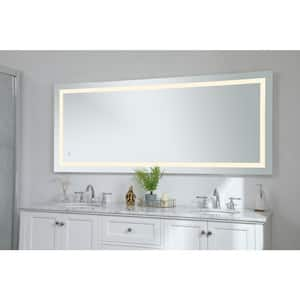 Timeless 30 in. W x 72 in. H Framed Rectangular LED Light Bathroom Vanity Mirror in Silver