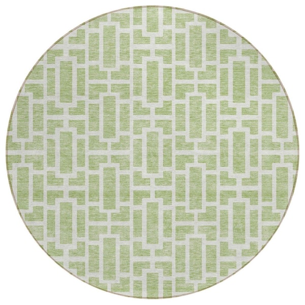 Chantille Machine Washable Indoor/Outdoor Abstract ACN916 Aloe 8 ft. x 8 ft. Area Rug