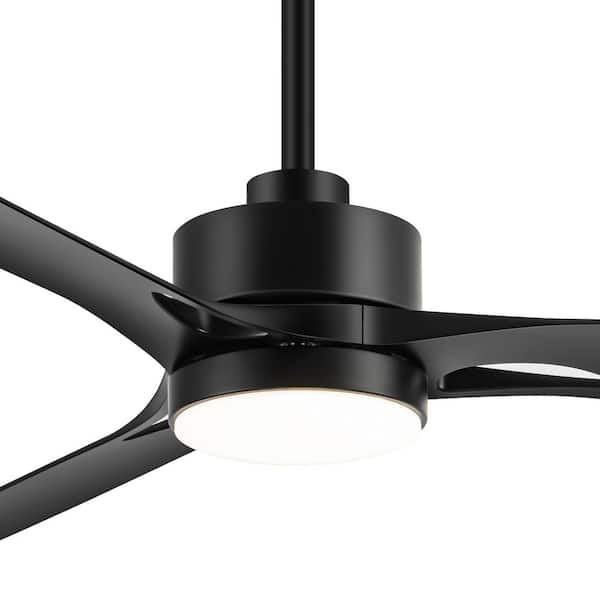 Lamober 56 in. Indoor Black Ceiling Fans with Adjustable White Integrated LED with 3-Black Blades and Remote Included