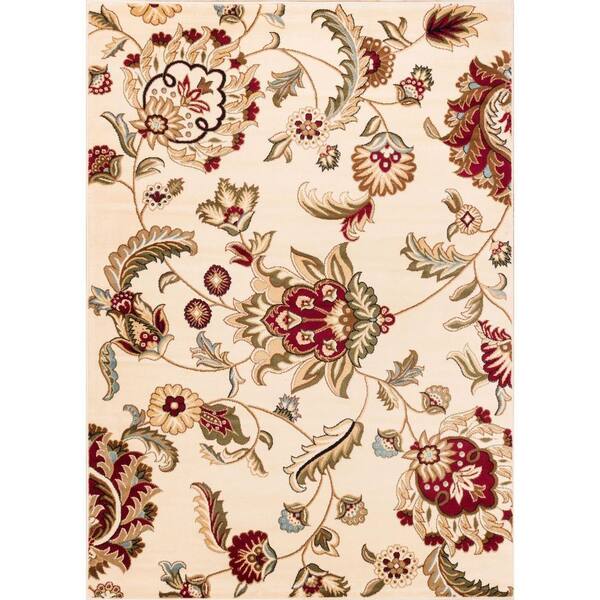 Well Woven Barclay Ashley Oriental Ivory 2 ft. x 4 ft. Country and Floral Area Rug
