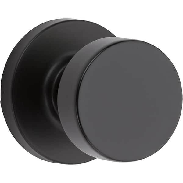 Kwikset Pismo Round Matte Black Hall/Closet Door Knob Featuring Microban Antimicrobial Technology