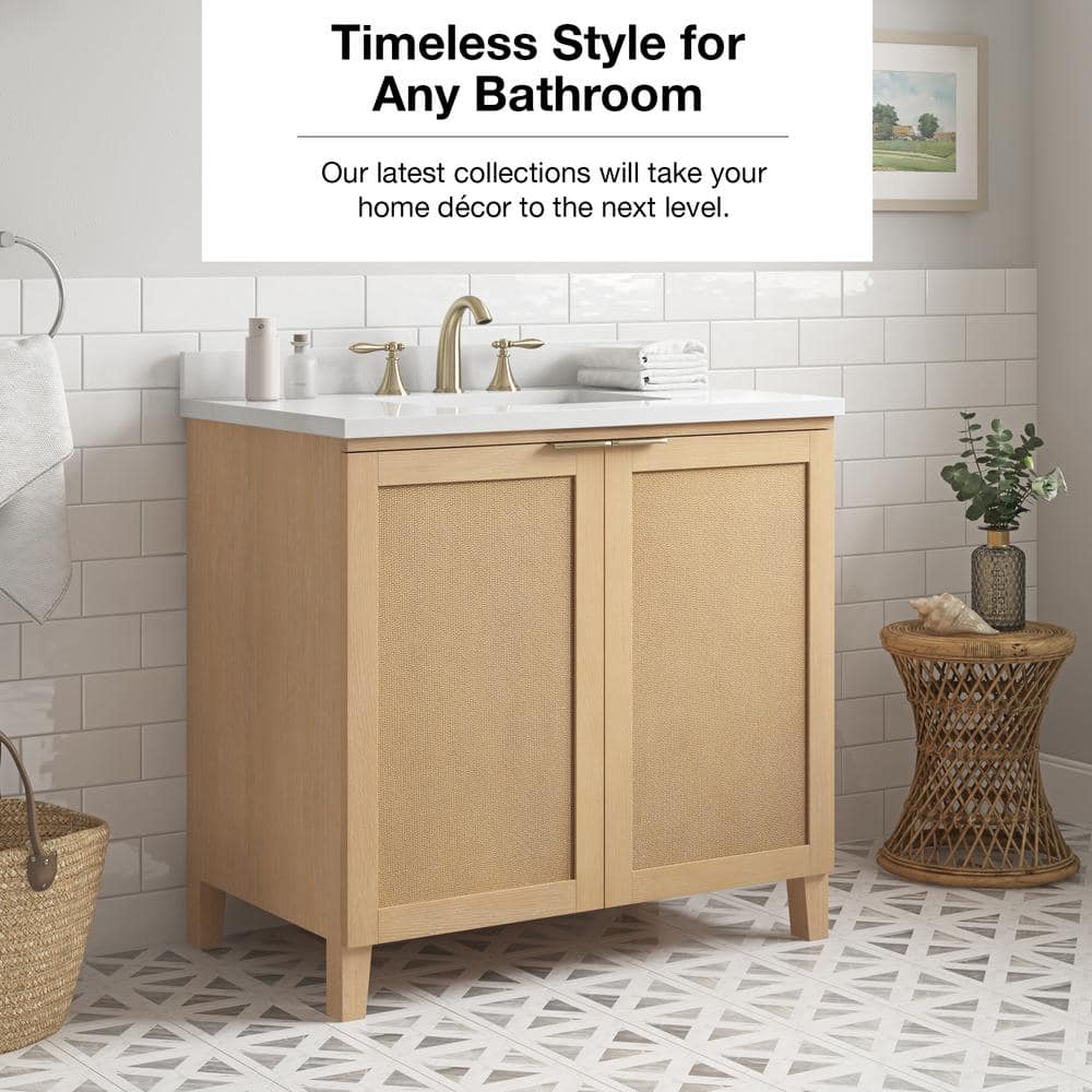 Macy 36" Rustic Ash Bathroom Vanity with White Sink